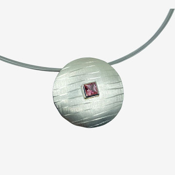 Anhänger Silber mit pink Topas komplett mit Halsreifen
