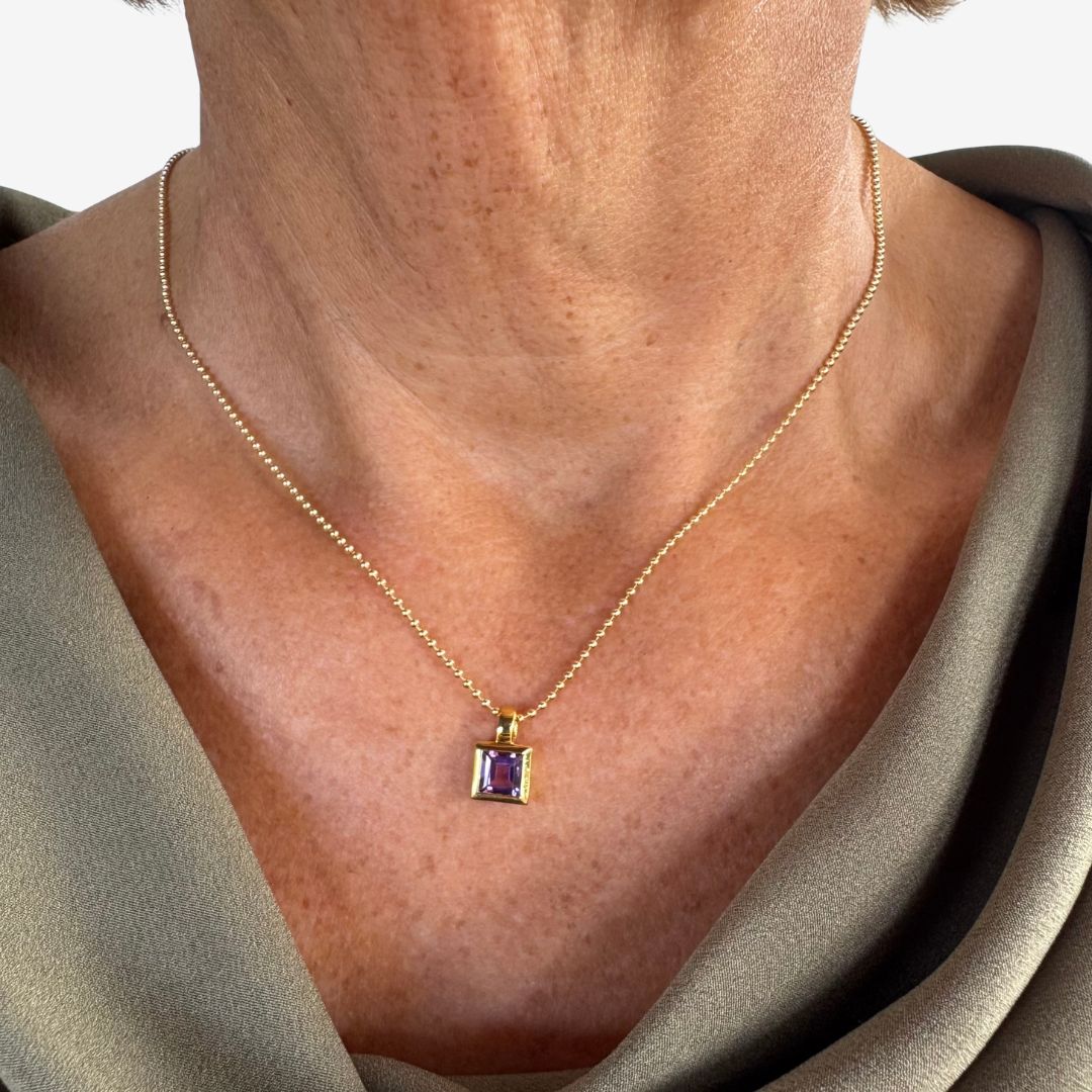 Anhänger Amethyst Eckig Gold