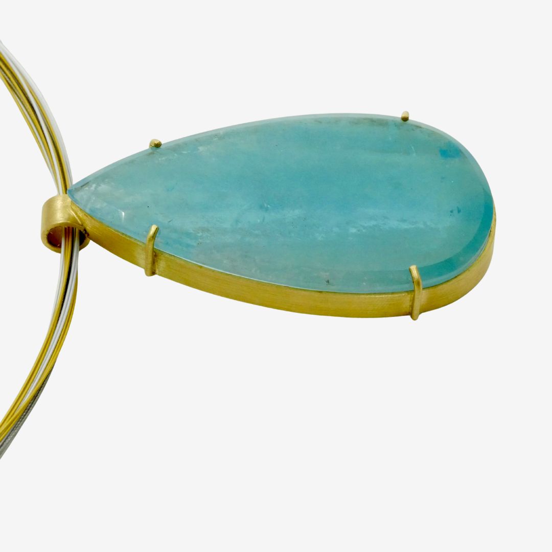 Großer Aquamarin Anhänger aus 750er Gold