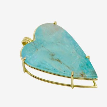 Aquamarin Herz Anhänger 750er Gold