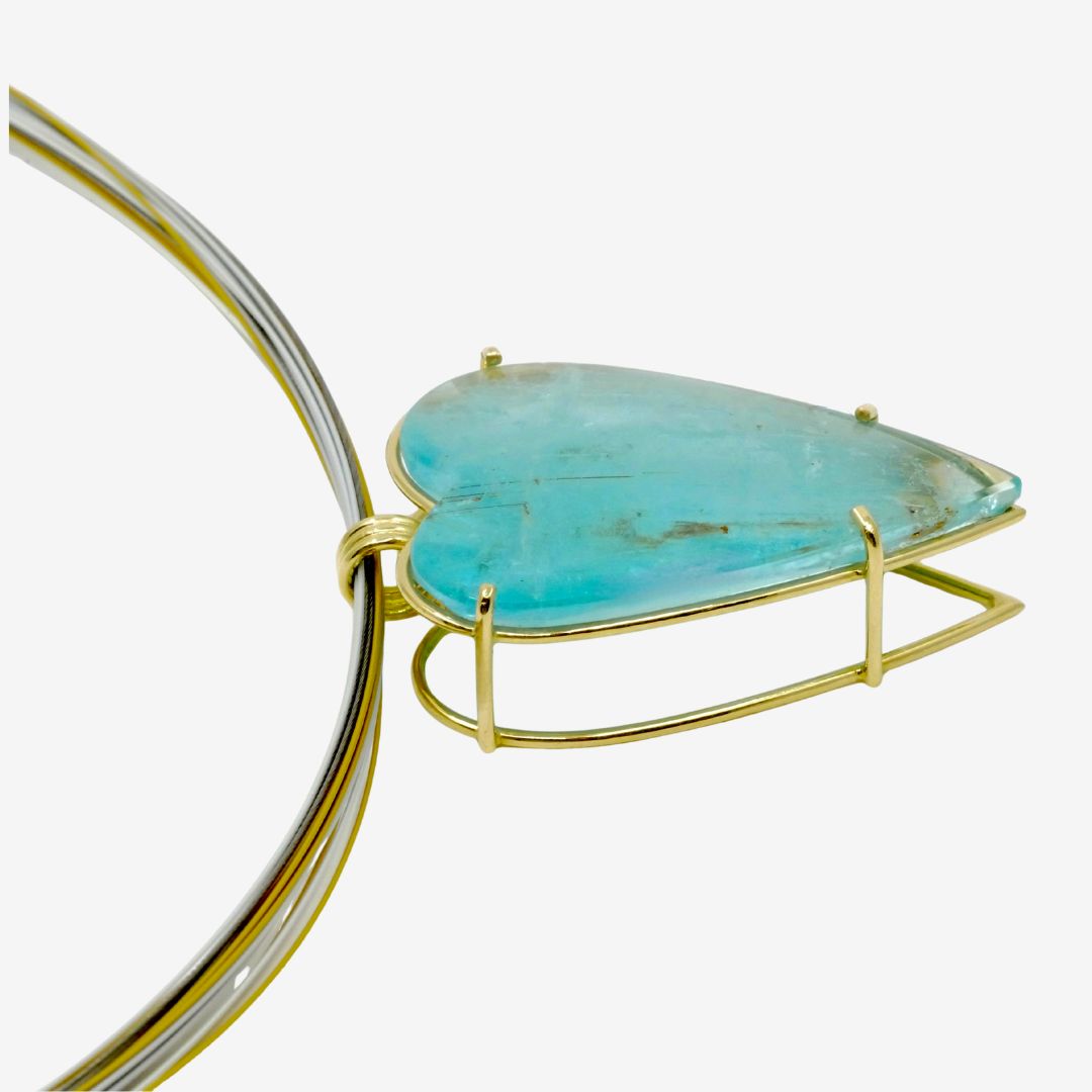 Aquamarin Herz Anhänger 750er Gold