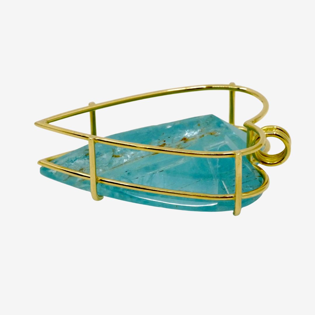 Aquamarin Herz Anhänger 750er Gold
