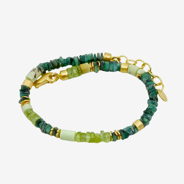 Smaragd und Peridot Armband Gold
