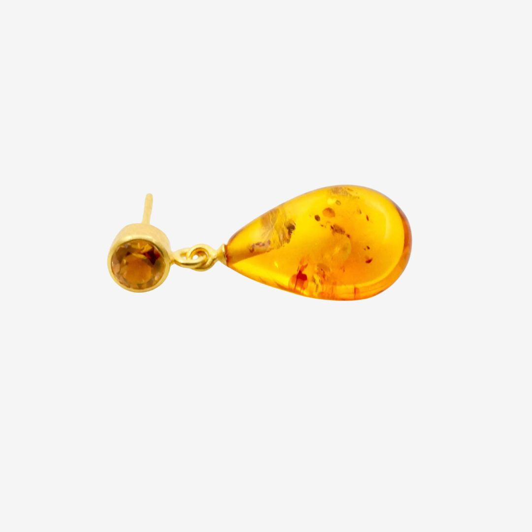 Goldener Bernstein Tropfen Ohrring