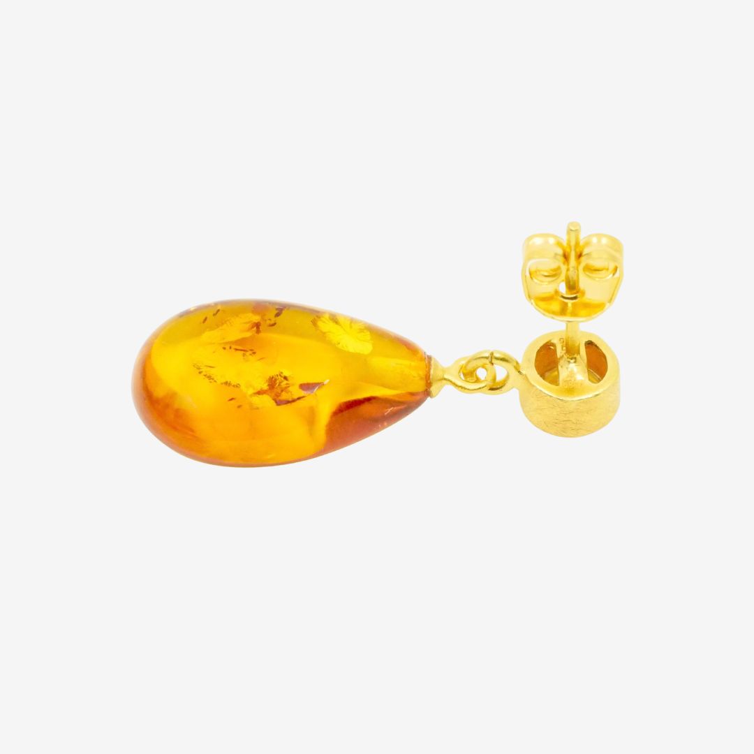 Goldener Bernstein Tropfen Ohrring