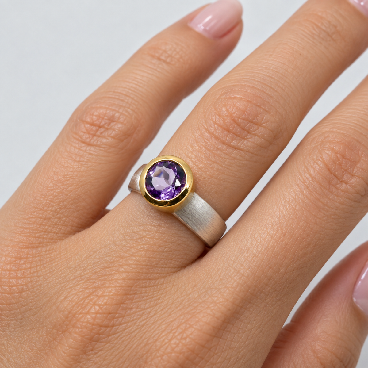 Amethyst Ring Bicolor