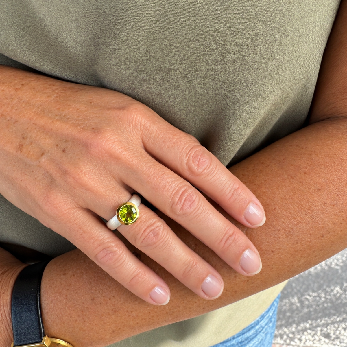 Ring Peridot Rund Bicolor