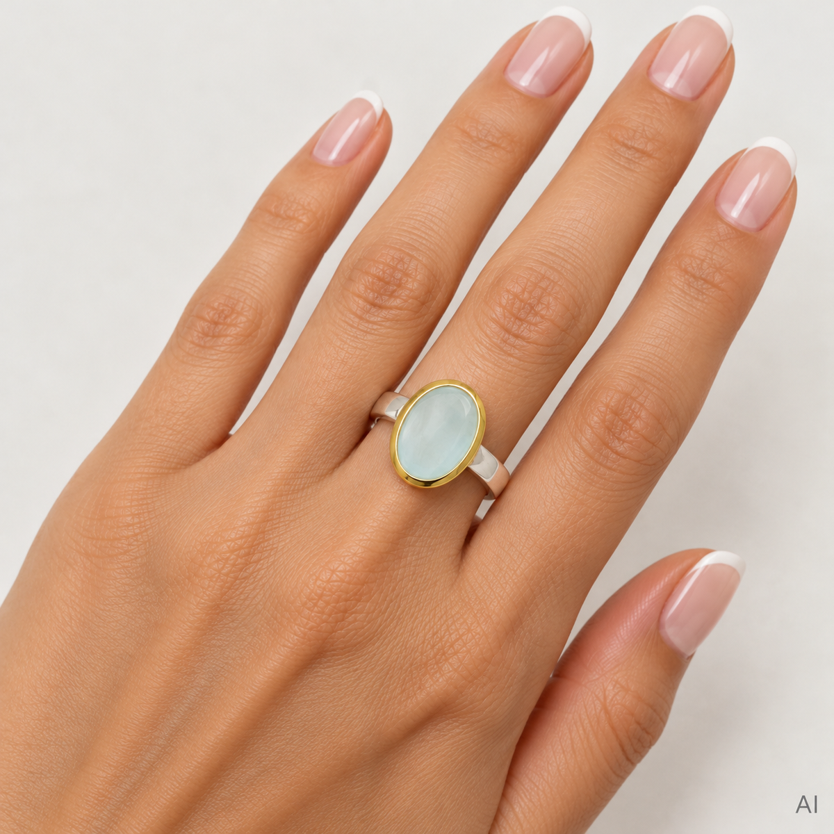 Aquamarin Ring bicolor