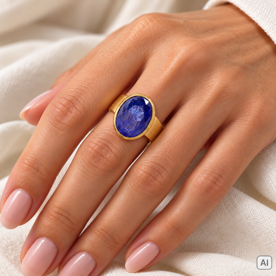 Tansanit Ring oval facettiert