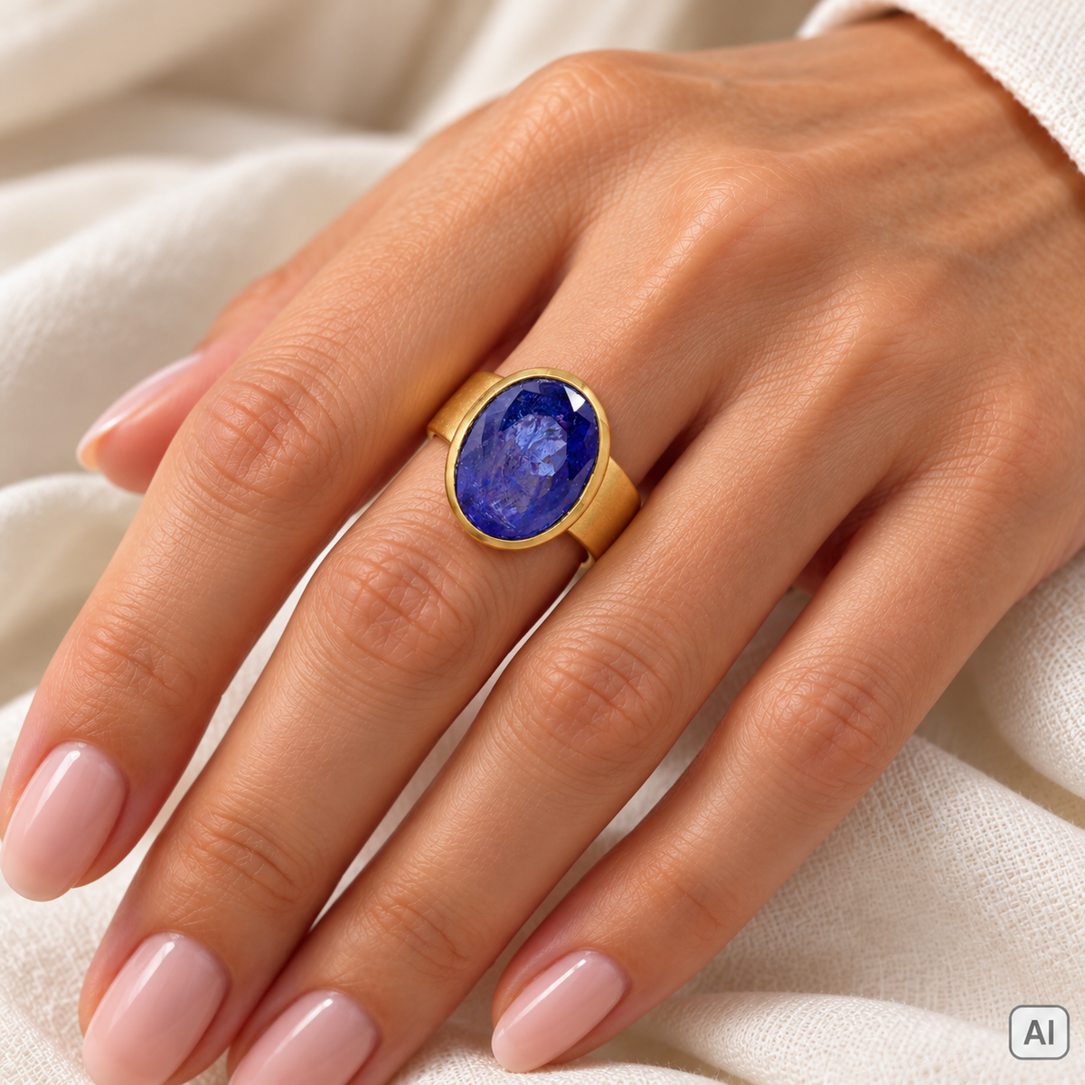 Tansanit Ring oval facettiert