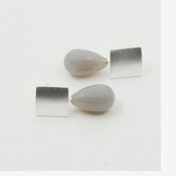 Graue Mondstein Ohrringe Silber