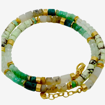 Grüne Edelstein Kette mit Chrysopras