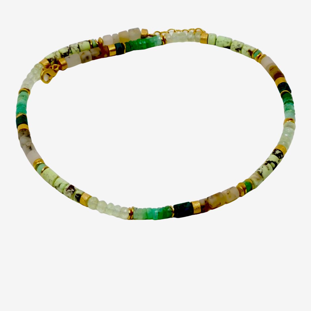 Grüne Edelstein Kette mit Chrysopras