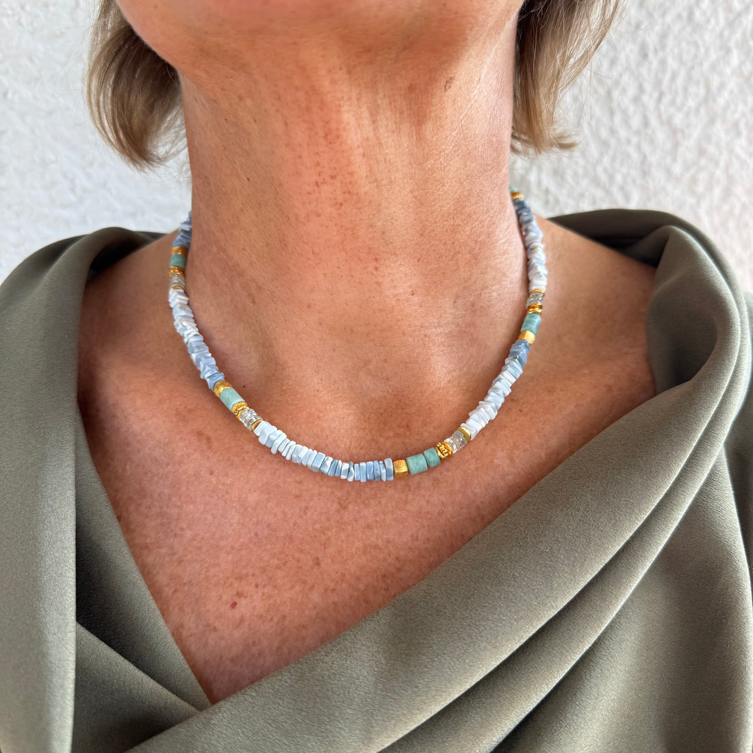 Larimar Kette mit Aquamarin