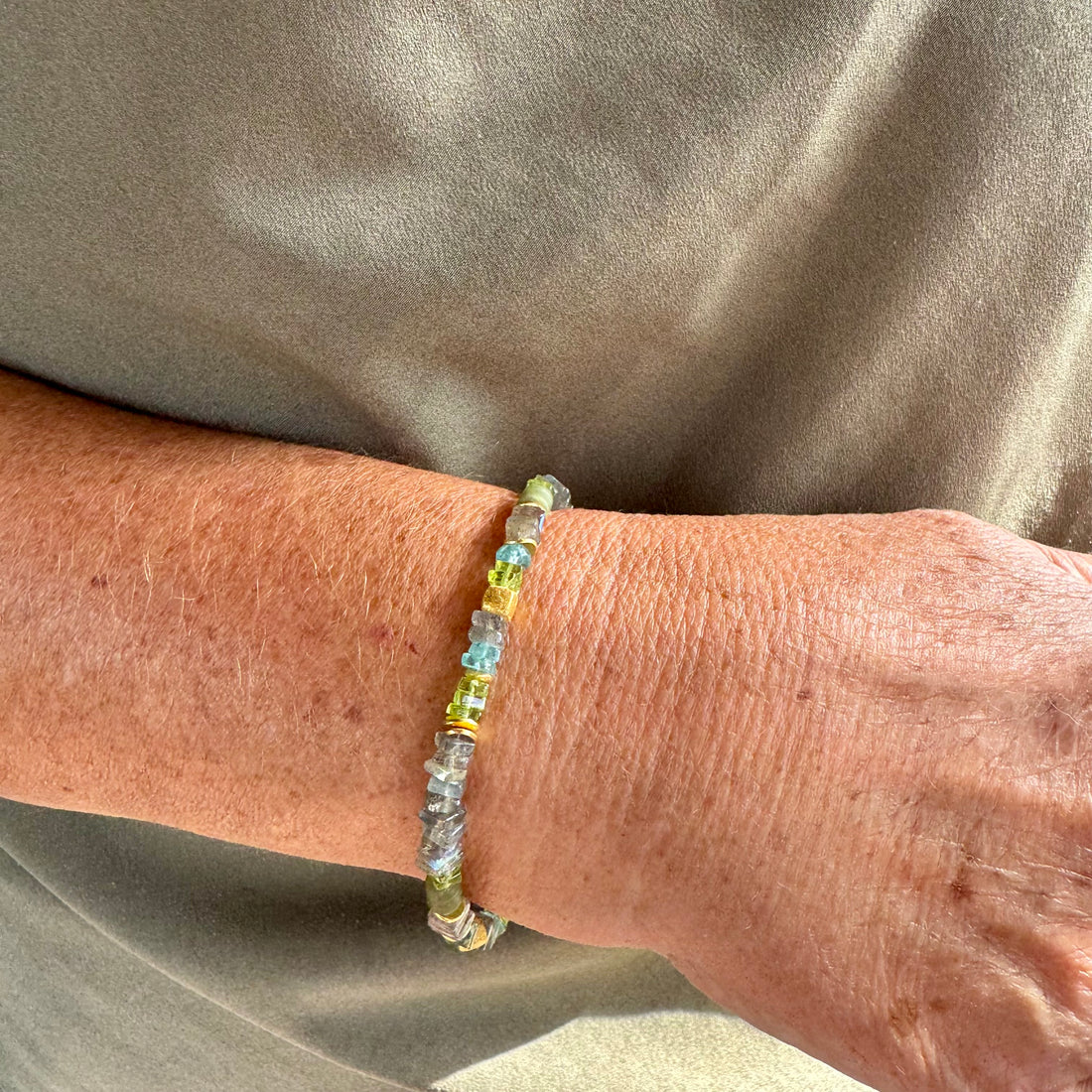 Labradorit und Peridot Armband Grün