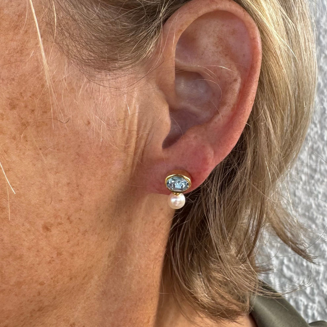 Ohrstecker Topas Perle Gold