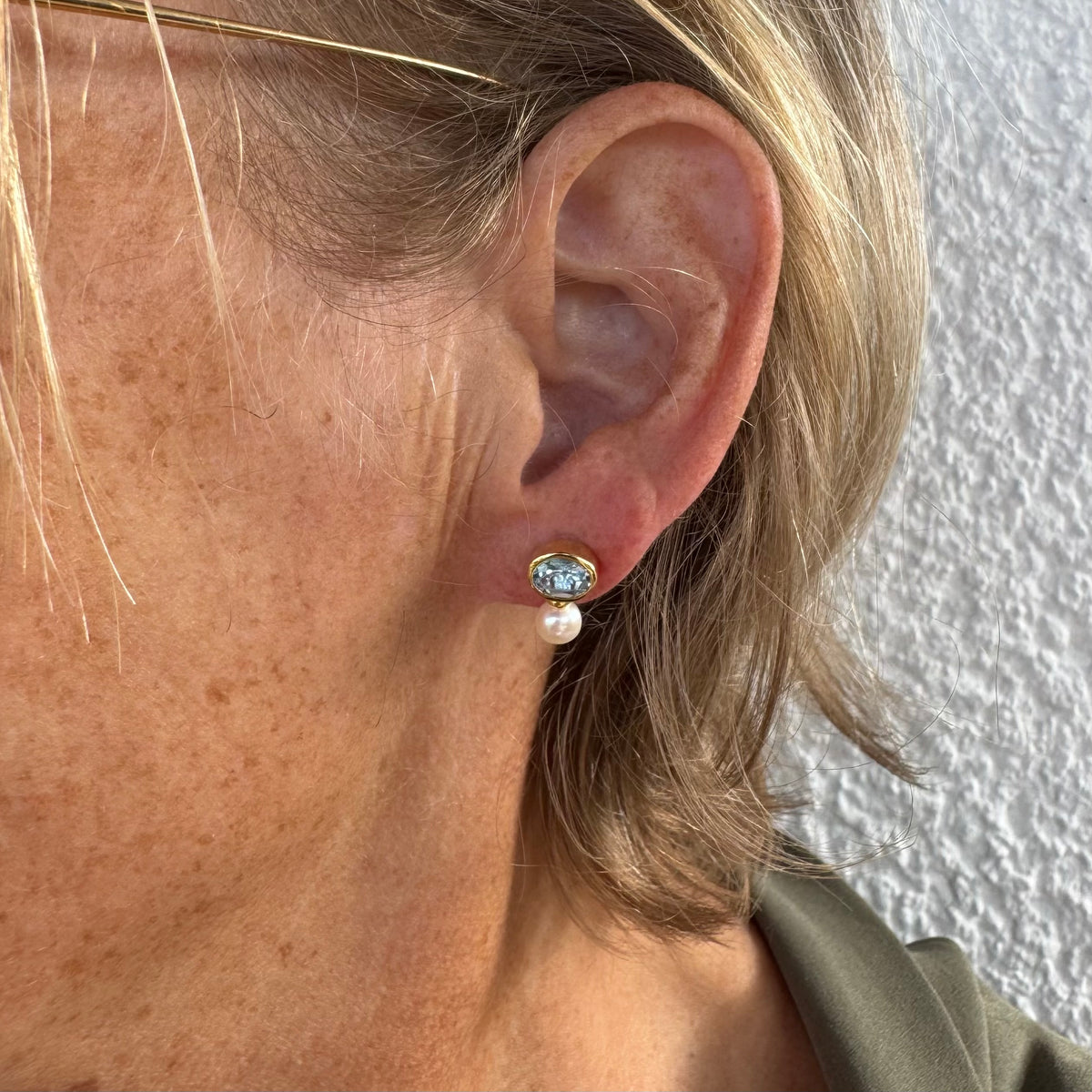 Ohrstecker Topas Perle Gold