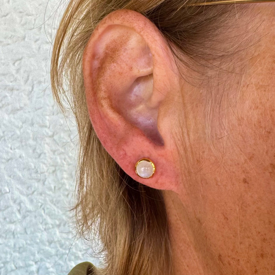 Ohrstecker Mondstein Gold