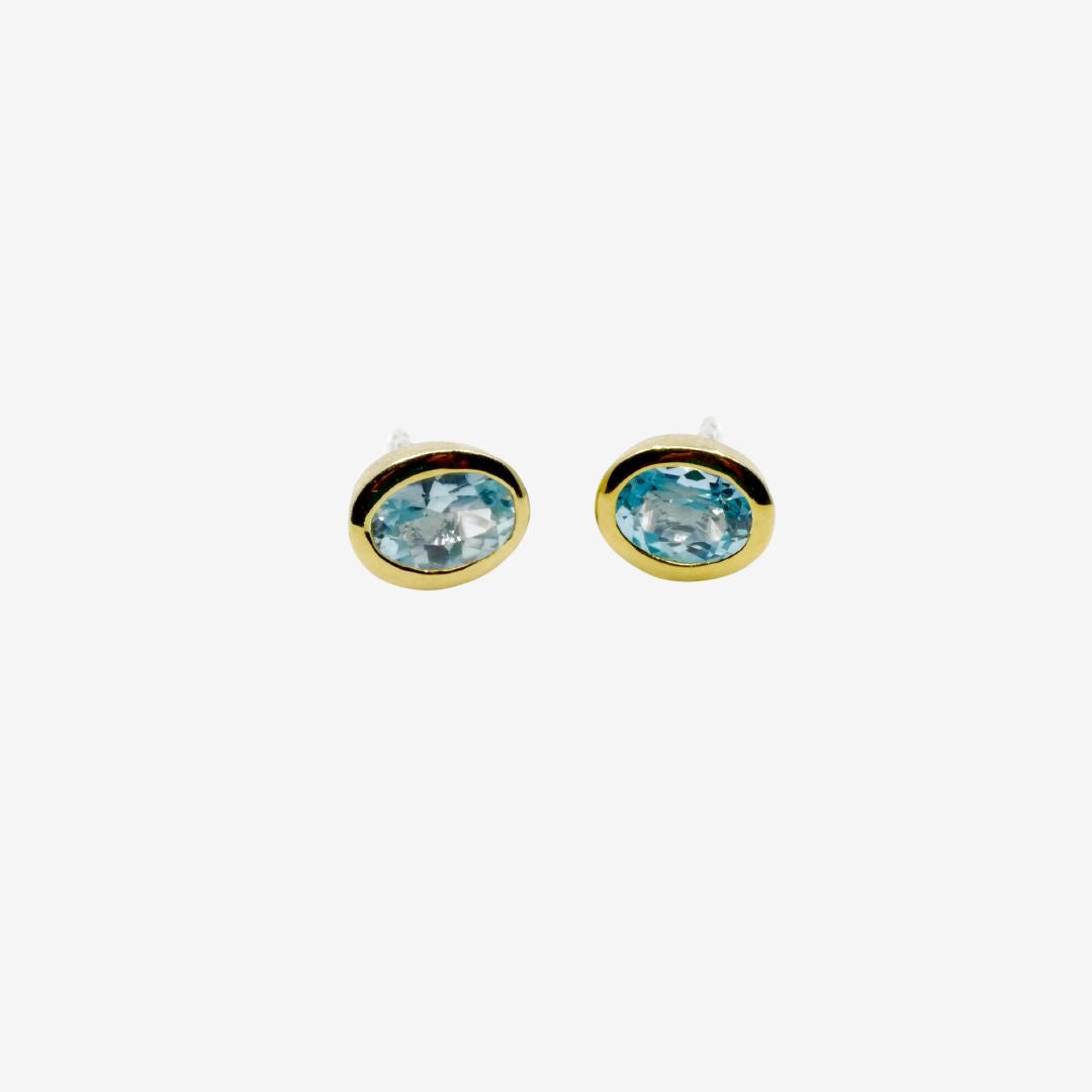 Ohrringe mit blauem Topas oval