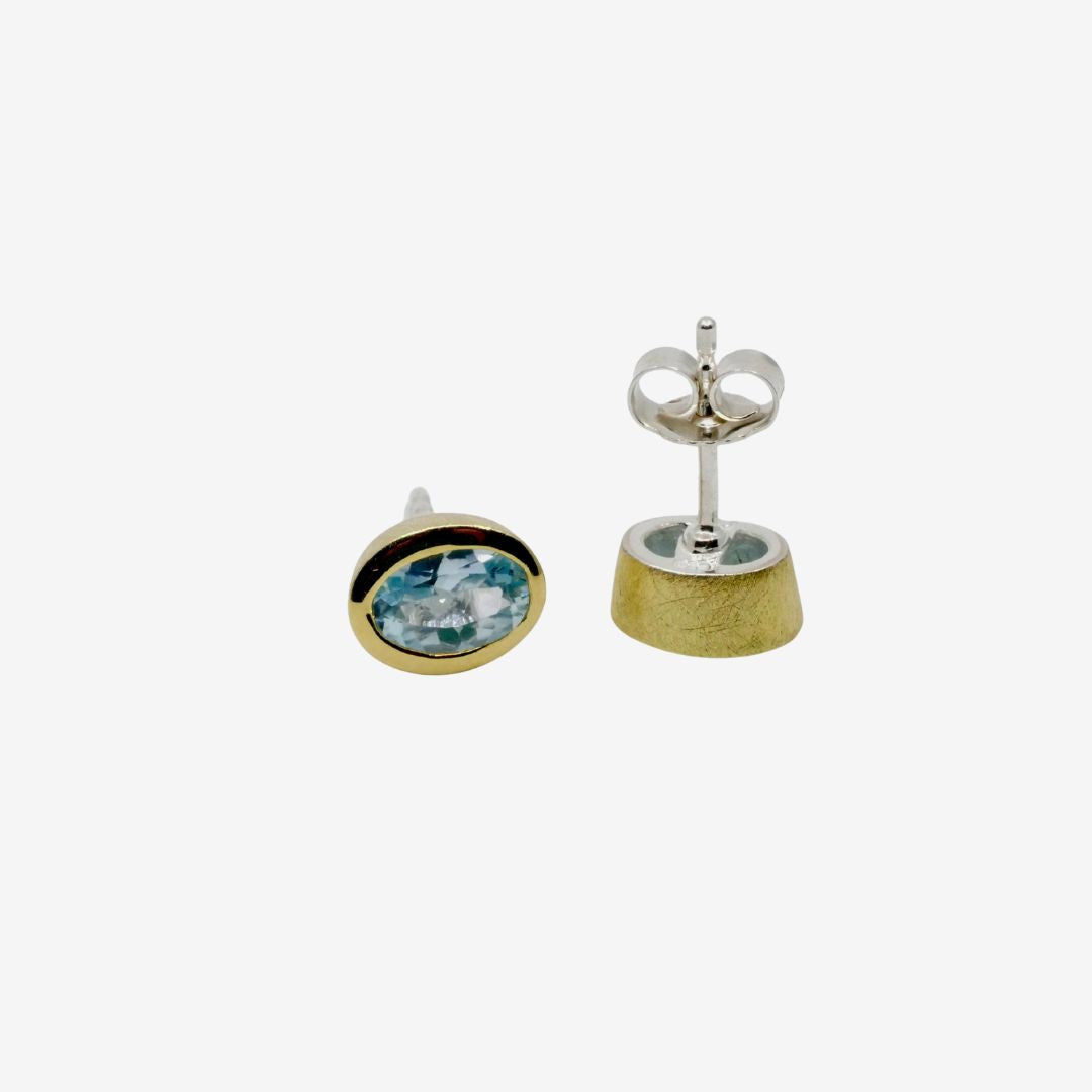 Ohrringe mit blauem Topas oval