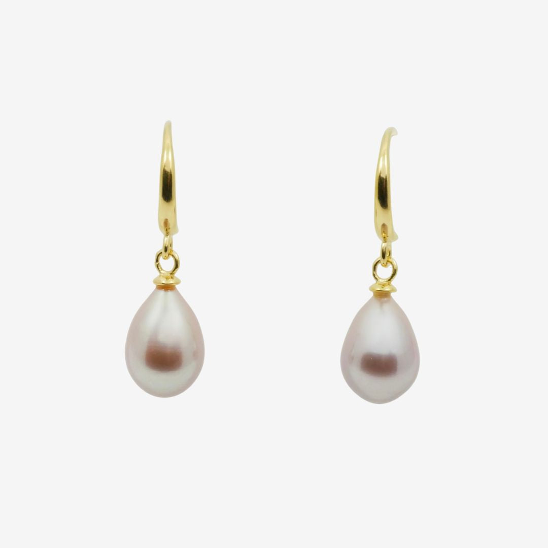 Elegante goldene Perlen Ohrringe Lavendelfarben
