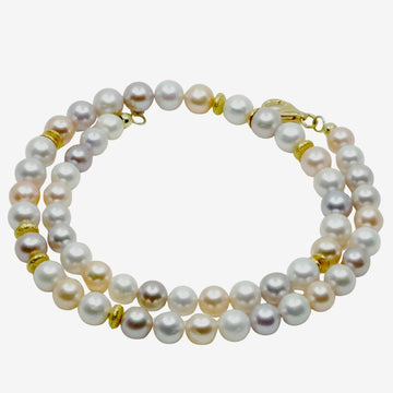 Perlen Kette Weiß Rose Grau