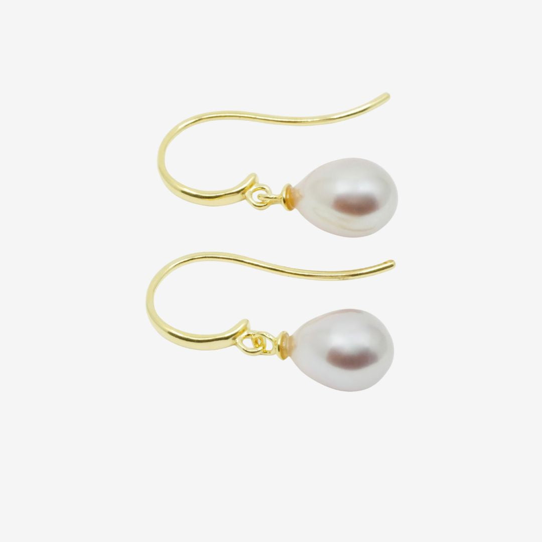 Elegante goldene Perlen Ohrringe Lavendelfarben