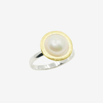 Perlen Ring Silber und Gold