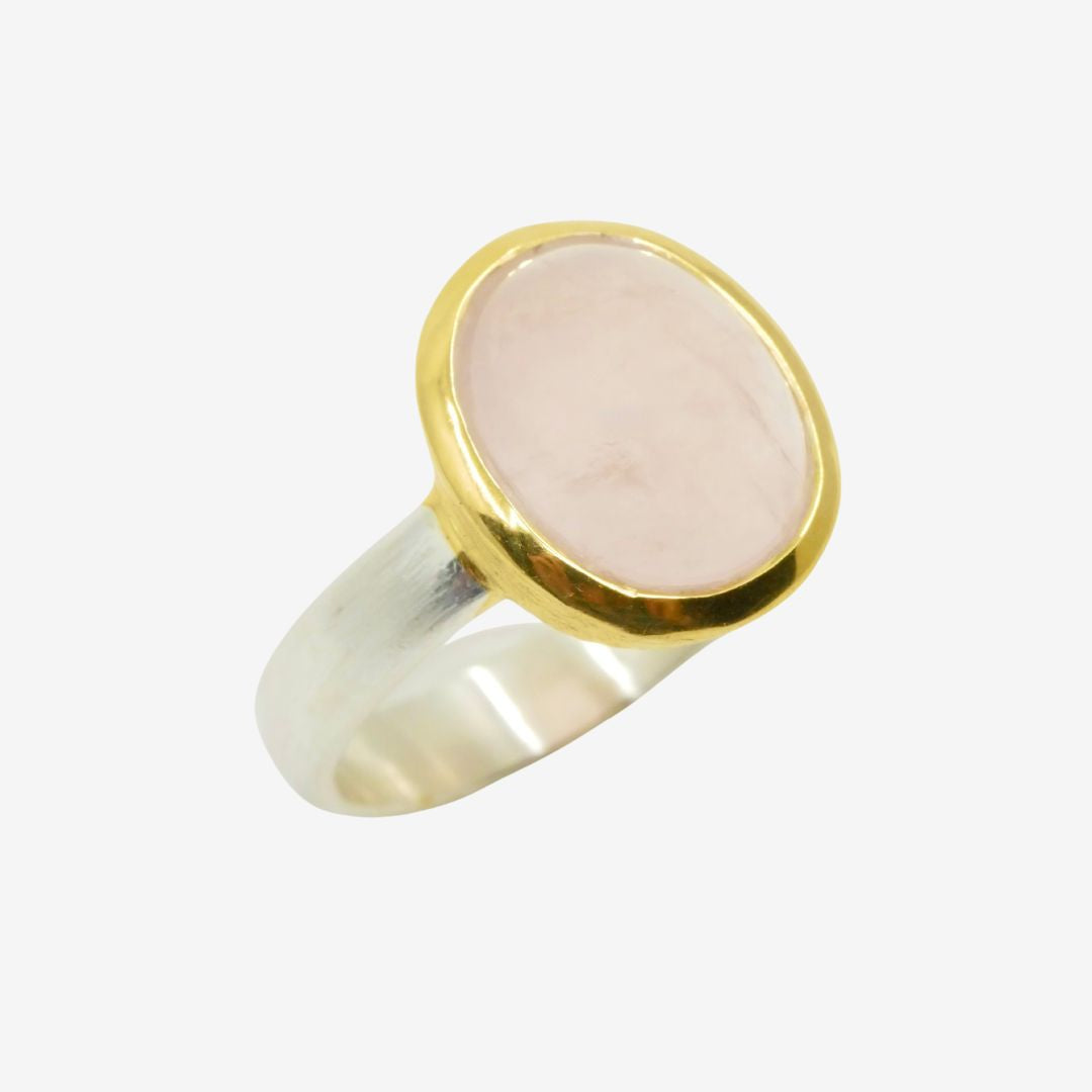 Rosenquarz Ring Bicolor