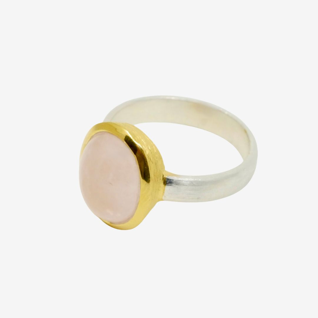 Rosenquarz Ring Bicolor
