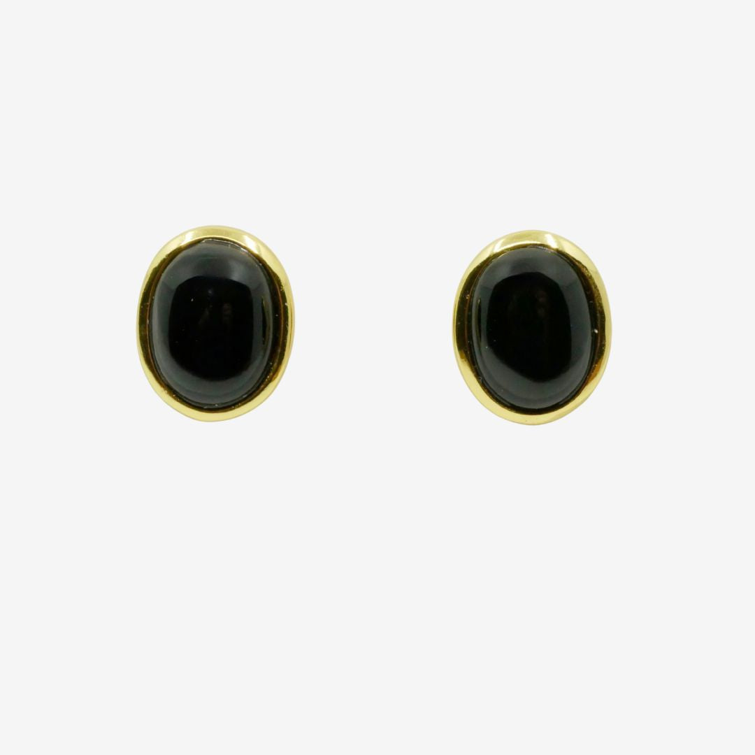 Elegante schwarze oval Ohrstecker mit Onyx