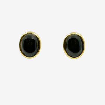 Elegante schwarze oval Ohrstecker mit Onyx