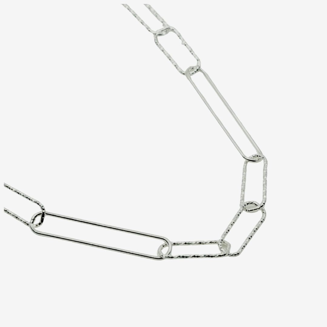 Lange Silber Kette Paperclip