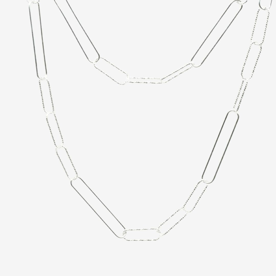 Lange Silber Kette Paperclip