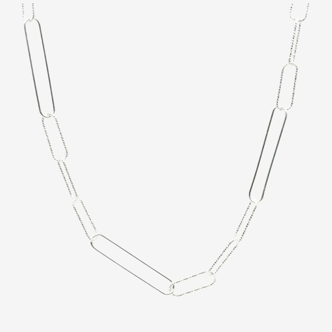 Lange Silber Kette Paperclip