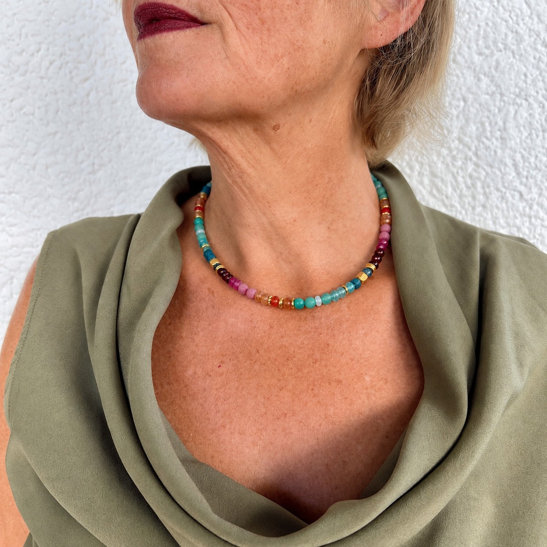 Bunte Edelstein Kette
