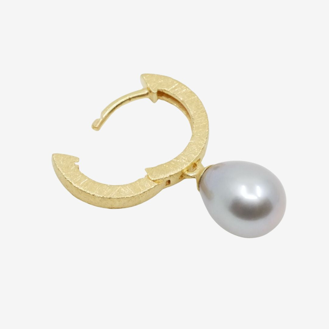 Creolen Gold Perle Grau