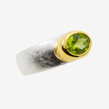 Ring Peridot Größenverstellbar Bicolor