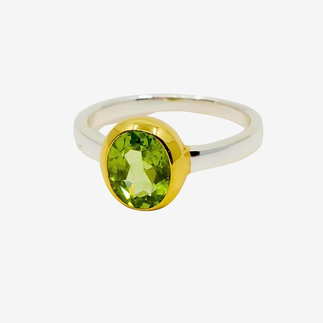 Ring Peridot Schmal Bicolor
