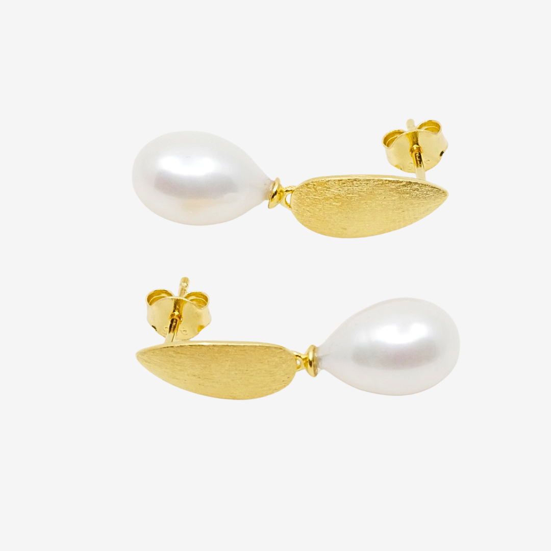 Ohrstecker Tropfen Perlen Gold