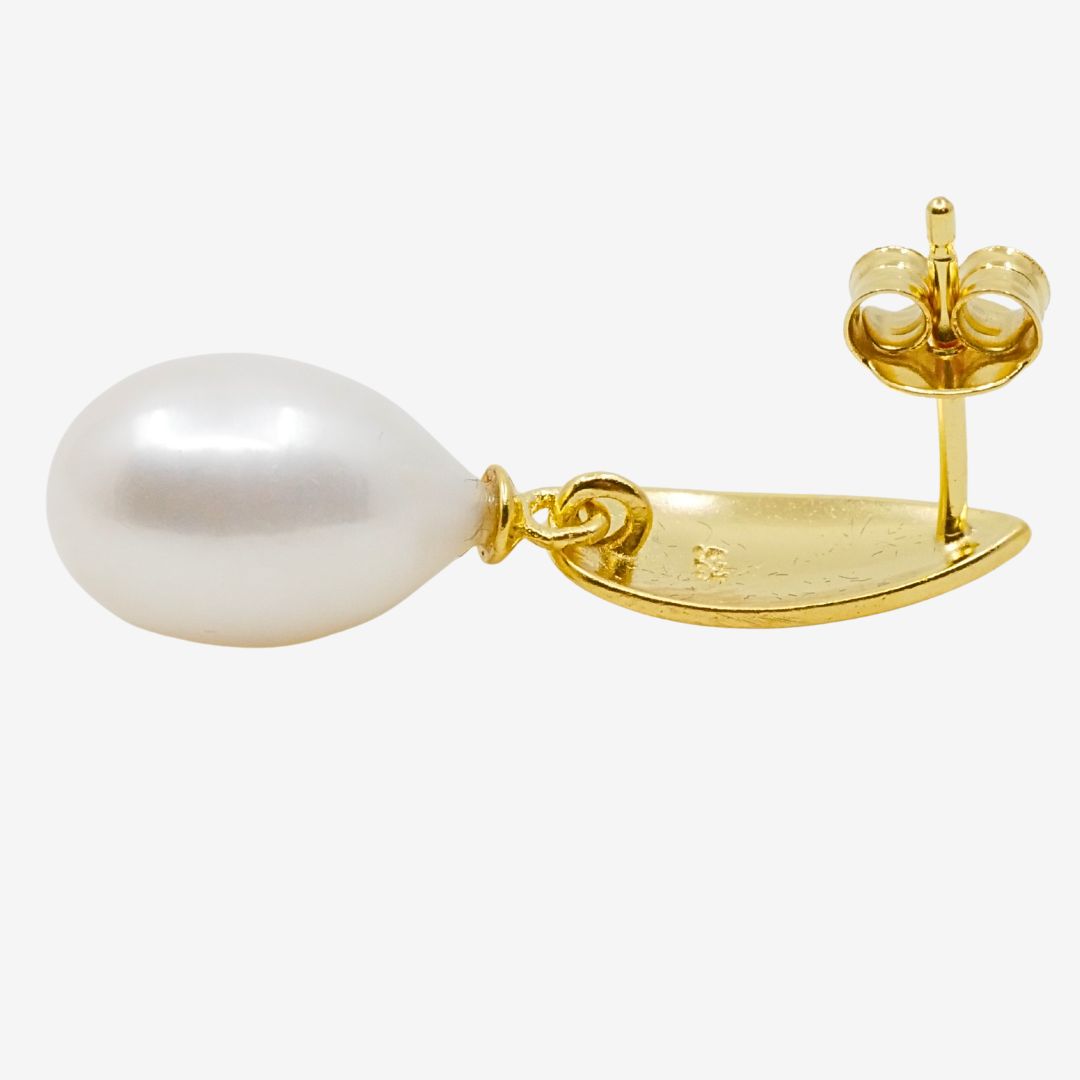 Ohrstecker Tropfen Perlen Gold