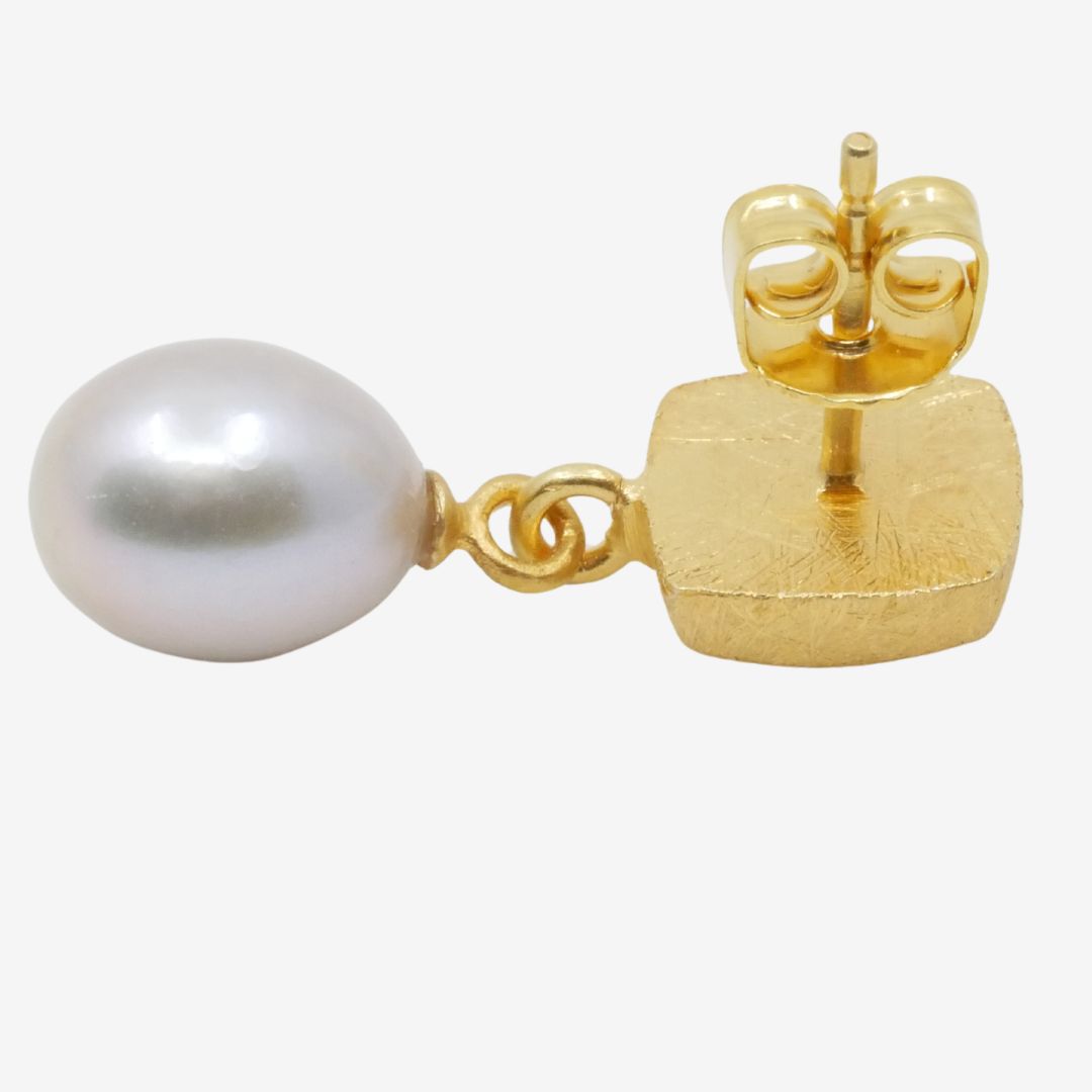 Ohrstecker Quadrat Perlen Gold