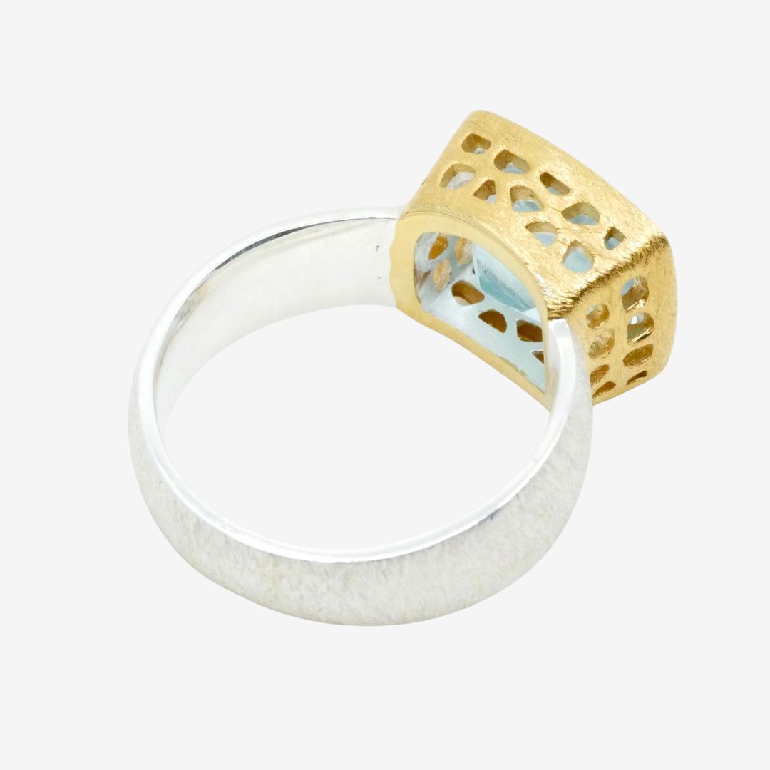 Ring Aquamarin Eckig Bicolor